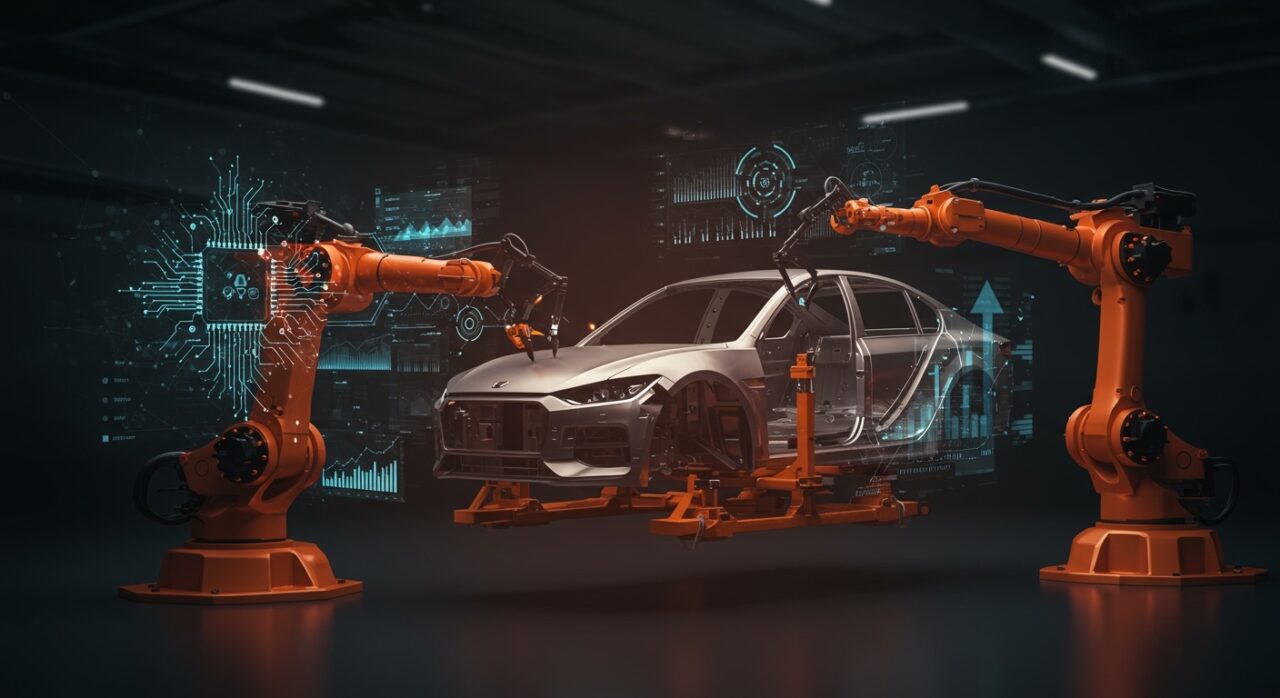 Robótica e inteligencia artificial en la fabricación automotriz impulsada por la inversión de Tesla para startups de hardware en 2026.