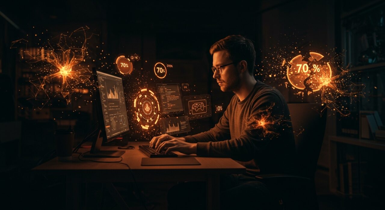 Founder implementando testing automatizado con IA en desarrollo de juegos, reduciendo un 70% el tiempo de QA con agentes IA y workflows eficientes.