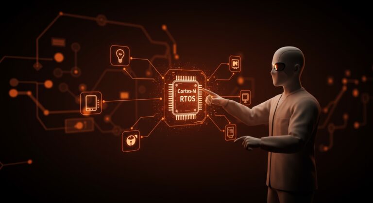 Imagen que representa TinyOS, un RTOS minimalista para IoT y automatización en tecnología embebida con microcontroladores Cortex-M.