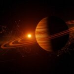 Exoplaneta TOI-5205 b orbitando una enana roja, ilustración editorial que destaca el desafío a teorías de formación planetaria en astronomía.