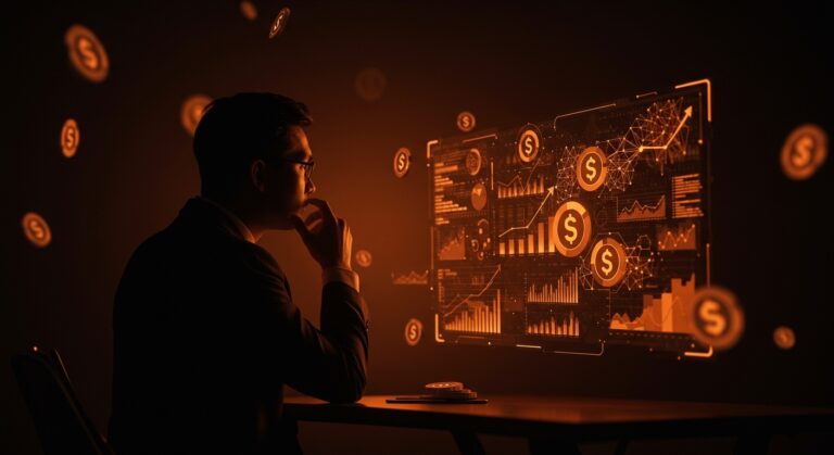 Silhouette de líder analizando métricas de inteligencia artificial y tokenmaxxing para mejorar productividad en startups.