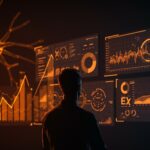 Fundador optimizando tráfico referido por IA con visuales de búsqueda AI y conversión 4x superior, destacando estrategias AEO y SEO en marketing digital.