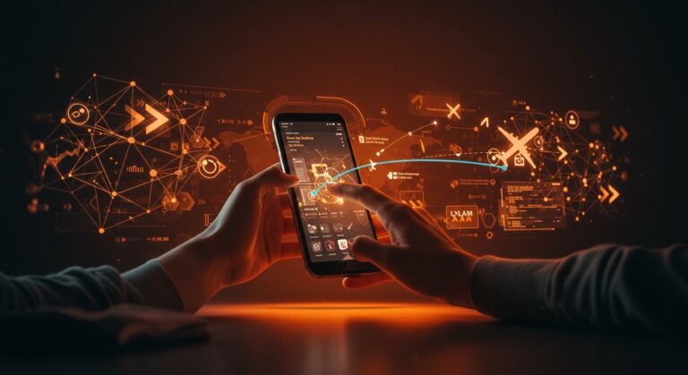 Visualización futurista de optimización de millas aéreas y automatización de viajes usando inteligencia artificial para startups LATAM.