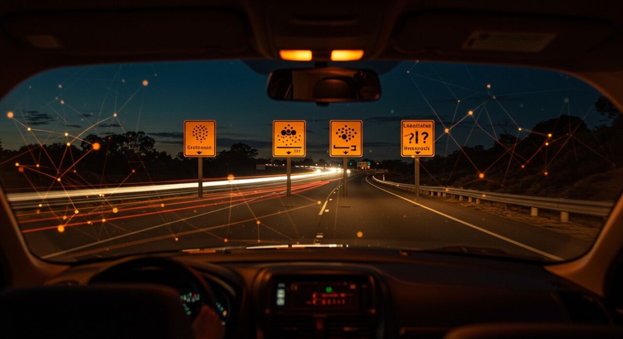 Innovadora señalización vial en Australia usando trivia para combatir la hipnosis de la carretera y mejorar la seguridad vial.