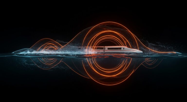 Túnel submarino de alta velocidad en China a 113 metros bajo el mar, destacando innovación en transporte e infraestructura ferroviaria en la Gran Área de la Bahía Guangdong Hong Kong Macao.