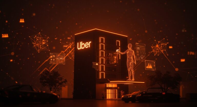 Uber expandiéndose a hotelería mediante inteligencia artificial, simbolizando diversificación y tendencias de mercado para startups hispanohablantes.