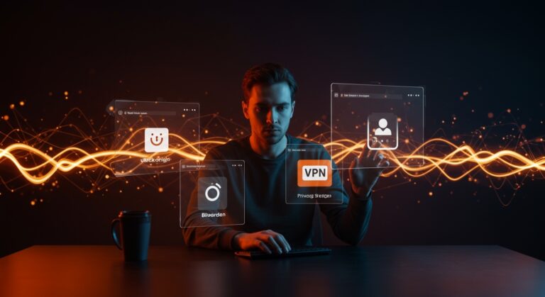 Fundador de startup usando extensiones navegador clave como uBlock Origin y Bitwarden para mejorar seguridad online y productividad en 2026.