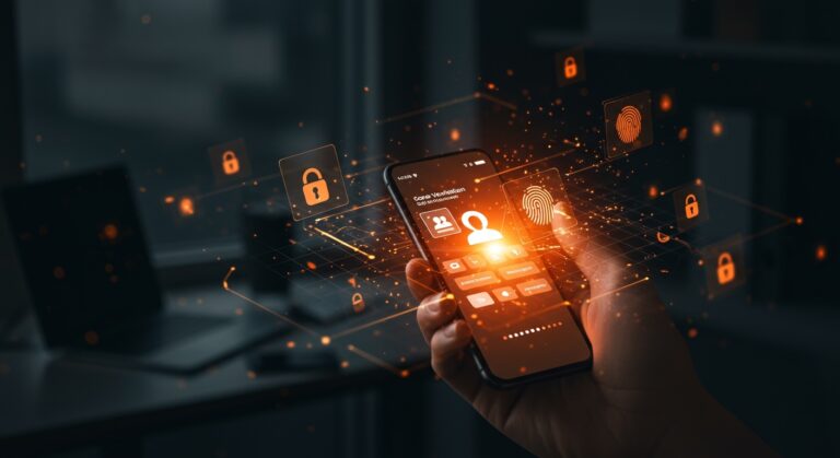 App de verificación de edad online en smartphone resaltando privacidad y cumplimiento regulatorio para startups tecnológicas.