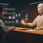 Inteligencia artificial renovando recetas médicas en farmacia futurista, destacando salud digital y automatización en Utah.