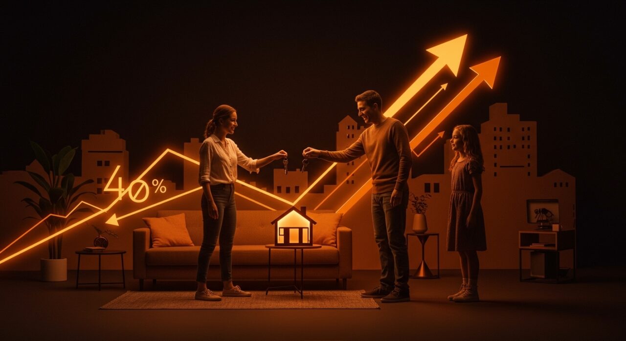 Incremento del 40% en donaciones padres-hijos para vivienda en Valencia reflejado con familias jóvenes y el mercado inmobiliario español.