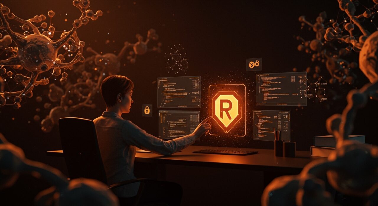 Agente IA de código abierto VT Code en Rust mostrando integración multi-LLM y seguridad shell en entorno tecnológico.