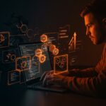 Developer trabajando con toolkit Watgo para WebAssembly en Go, mostrando procesos de validación y conversión de módulos WASM para startups tech.