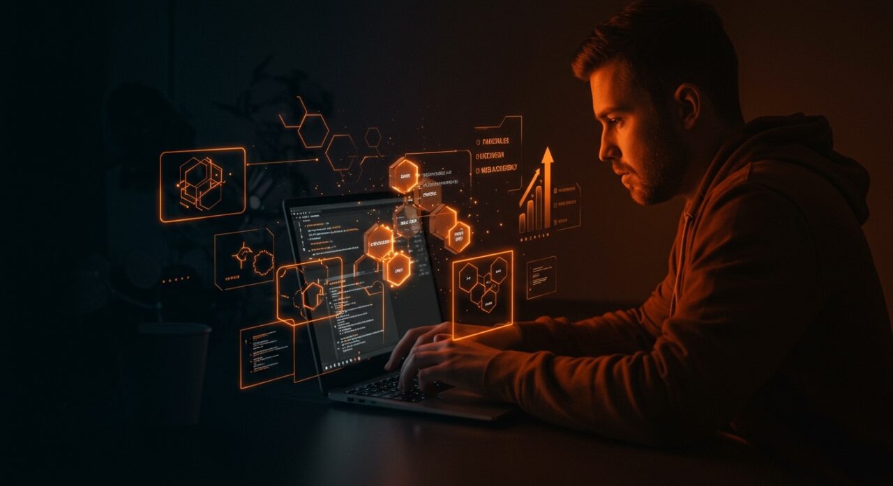 Developer trabajando con toolkit Watgo para WebAssembly en Go, mostrando procesos de validación y conversión de módulos WASM para startups tech.
