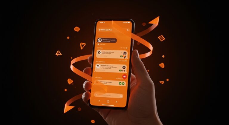 Interfaz premium de WhatsApp Plus con personalización y chats fijados, destacando la suscripción de Meta y tendencias de monetización en apps de mensajería.