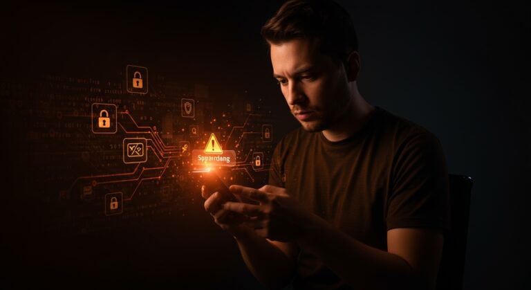 Alerta de seguridad digital para founders sobre spyware en WhatsApp y apps móviles falsas, destacando la ciberseguridad en startups.