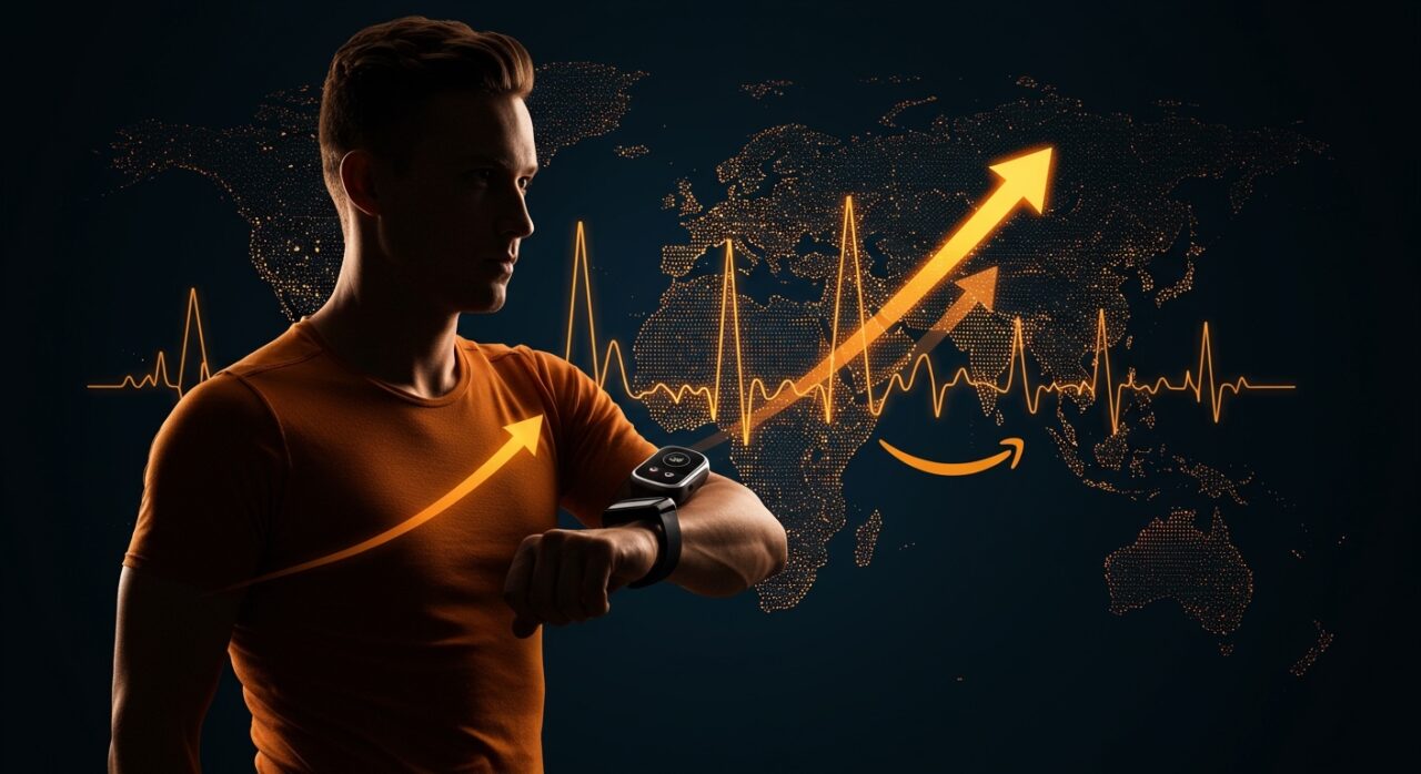 Cristiano Ronaldo representado con tecnología wearable en salud, simbolizando inversión y expansión global de startup Whoop.