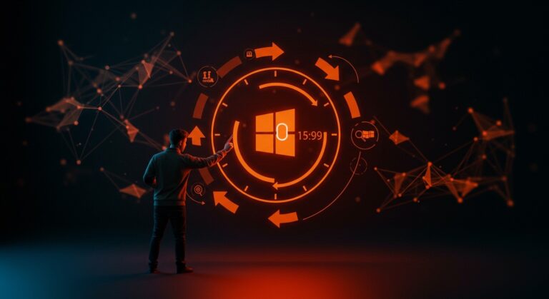 Control pausado de actualizaciones Windows 11 para startups, representando gestión eficiente y productividad empresarial.
