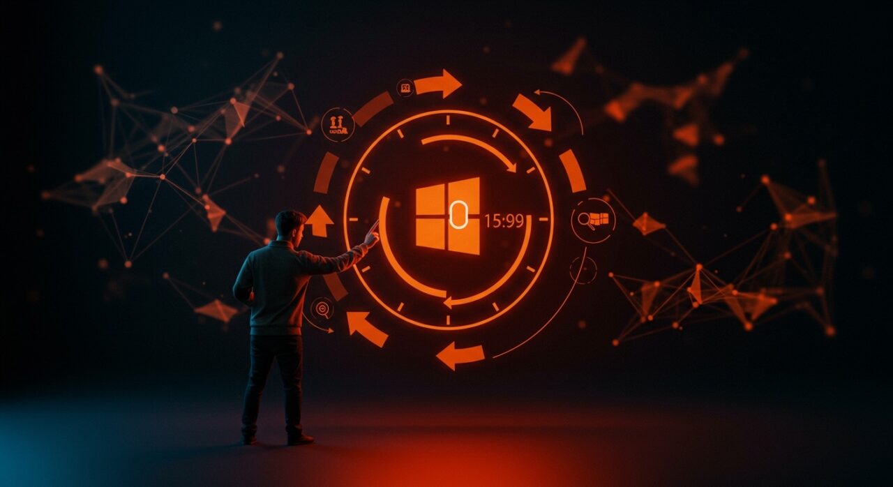 Control pausado de actualizaciones Windows 11 para startups, representando gestión eficiente y productividad empresarial.