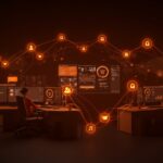 Interfaz de chatbot de inteligencia artificial colombiana para ecommerce, destacando la automatización y crecimiento en 8,000 marcas internacionales.