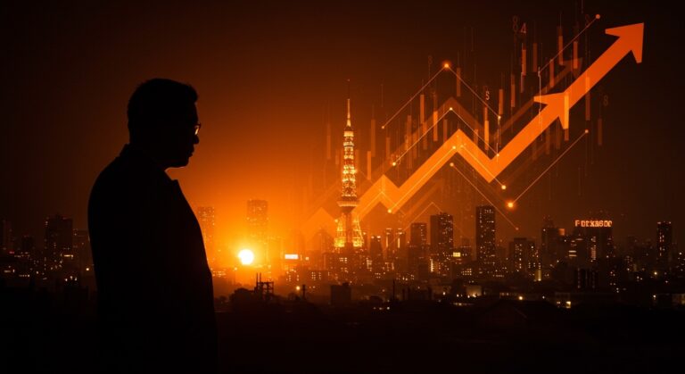 Declive de la yakuza por envejecimiento demográfico y lecciones de adaptación para startups en Japón, ilustrado con metáforas visuales de mercado y cambio estructural.