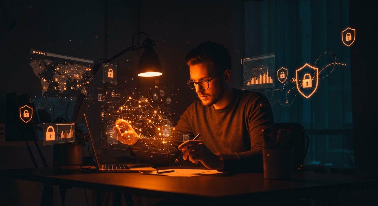 Fundador de startup protegido contra rastreadores web con herramientas de privacidad digital y cumplimiento RGPD en 2026.