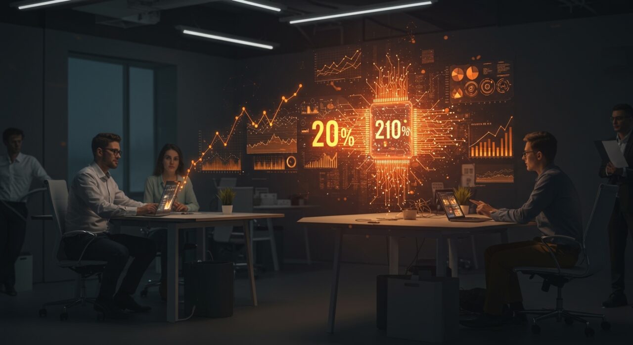 Adopción de inteligencia artificial en startups europeas y empresas españolas durante 2025, representando la transformación digital en el ecosistema emprendedor.