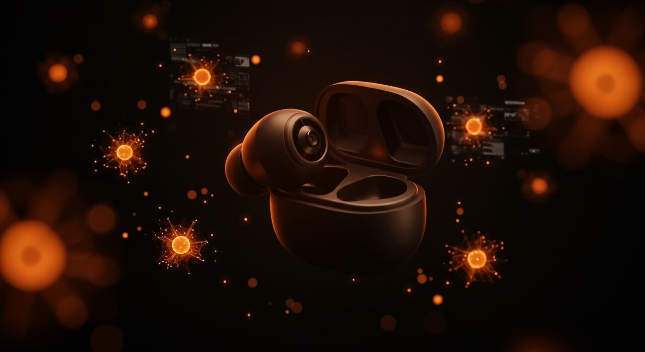 Concepto visual de AirPods con cámara e IA visual, analizando el impacto en el mercado de wearables y oportunidades para startups.