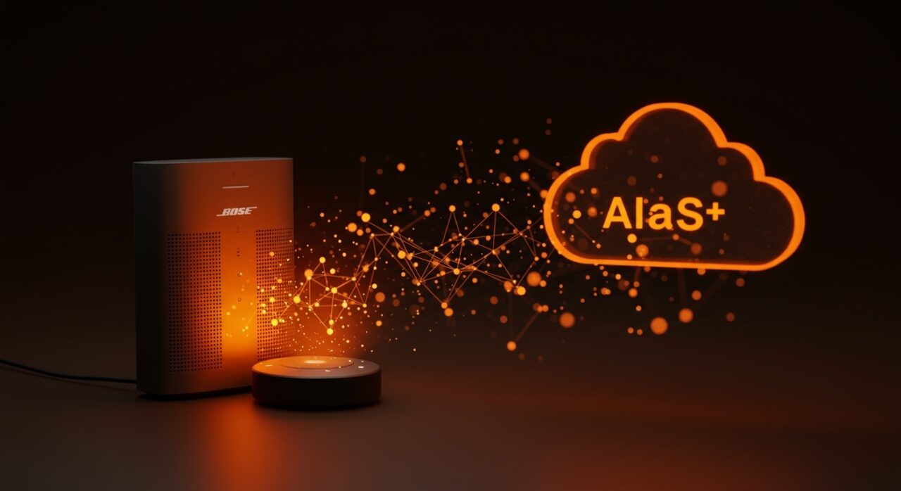Integración de Alexa+ en altavoces Bose representando el modelo AIaaS y oportunidades para startups de inteligencia artificial conversacional.