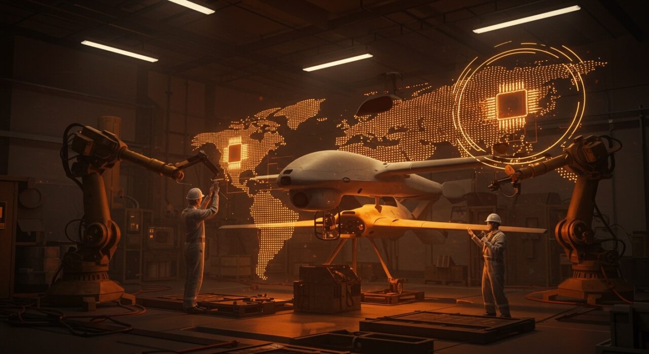 Alianza estratégica de drones entre Ucrania y Taiwán, simbolizando la independencia de la cadena de suministro de China en hardware de defensa tech.