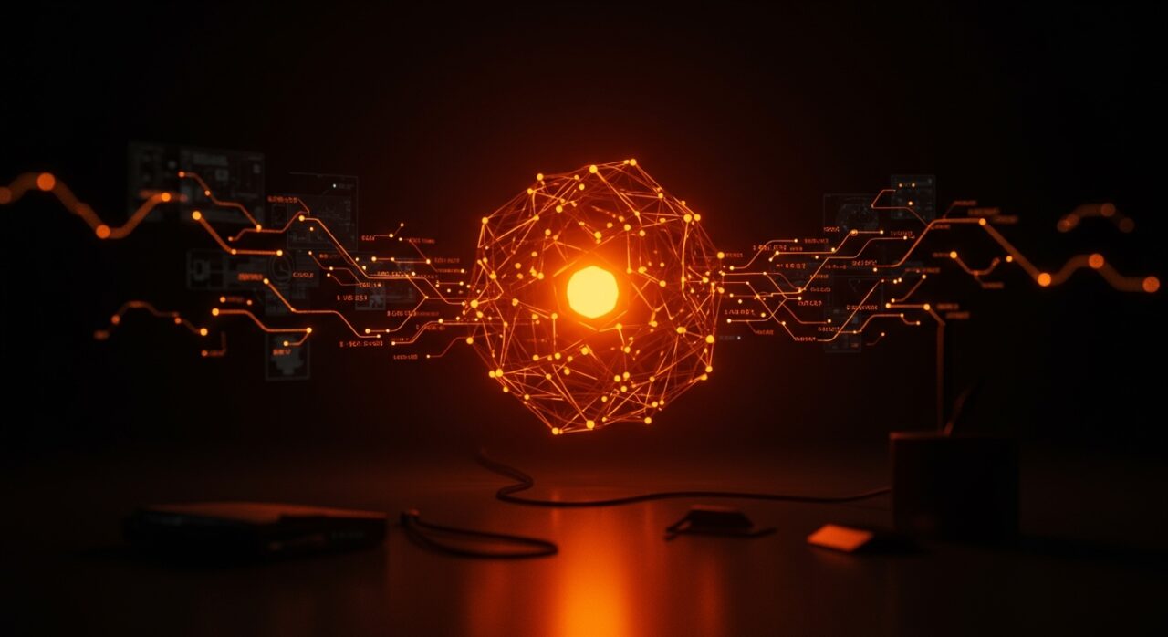 Agente autónomo de IA Qwen3.7-Max trabajando en una interfaz digital representando la automatización empresarial eficiente.
