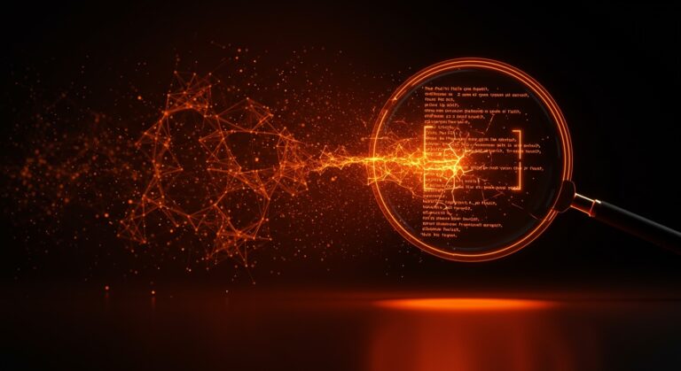 Ciberseguridad e IA aplicada: representación visual de una auditoría de código automatizada para encontrar vulnerabilidades en software.