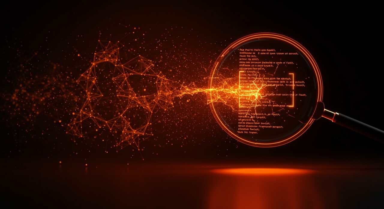 Ciberseguridad e IA aplicada: representación visual de una auditoría de código automatizada para encontrar vulnerabilidades en software.