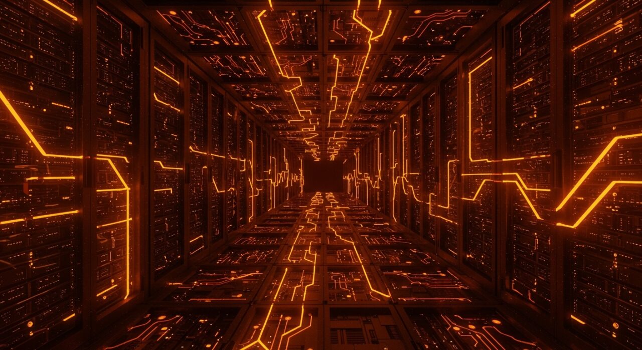 Infraestructura masiva de GPUs Nvidia para Anthropic y SpaceX, representando el poder de cómputo y la escala de la IA generativa.