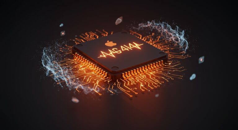Chip Apple M4 procesando el modelo de IA Qwen 3.5 localmente, simbolizando ahorro de costos y privacidad de datos para startups.