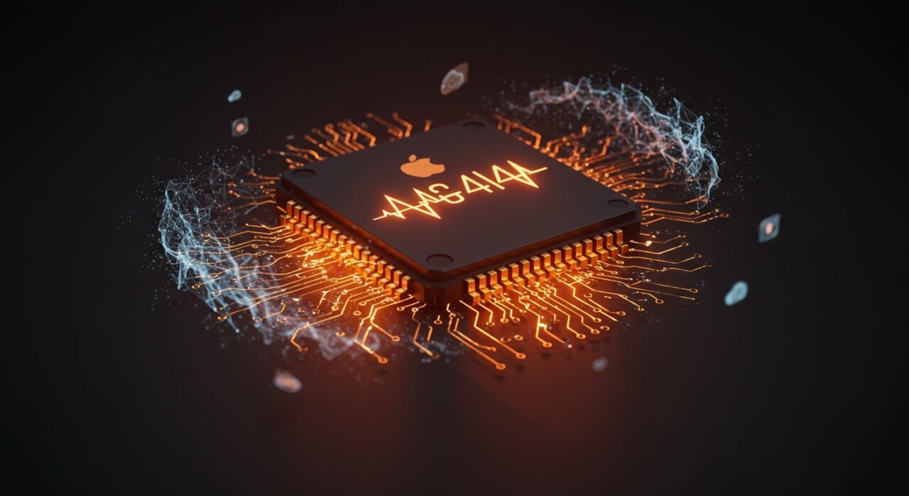 Chip Apple M4 procesando el modelo de IA Qwen 3.5 localmente, simbolizando ahorro de costos y privacidad de datos para startups.