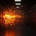 Representación visual de un ataque DDoS masivo sobre una infraestructura de servidores, destacando la vulnerabilidad y la seguridad en la nube para startups.