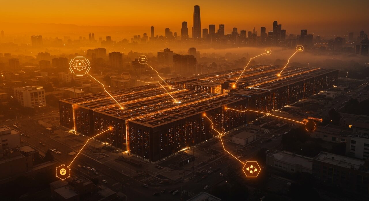 Inversión AWS en Chile: data center de Huechuraba iluminado como hub tecnológico para startups LATAM, infraestructura de IA y regulación ambiental.