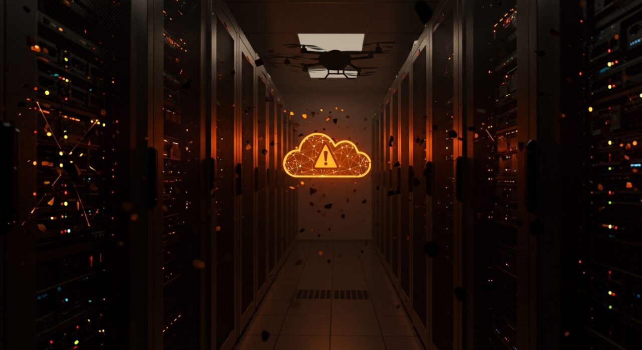 Infraestructura de centros de datos AWS bajo amenaza geopolítica, representando el riesgo tecnológico para startups.