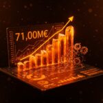 Representación visual de beneficios récord y crecimiento financiero impulsado por IA y automatización para startups.