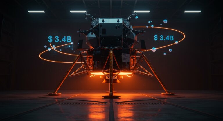 Prototipo de cabina lunar Blue Moon Mark 2 de Blue Origin para la misión Artemis 2028 de la NASA, representando la economía espacial Deep Tech.