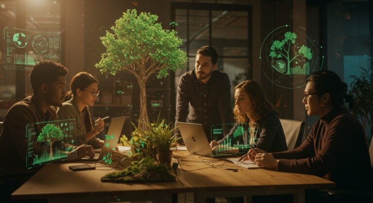 Emprendedores forestales participando en un proceso de aceleración Bosque Innova de Corfo Chile, enfocados en bioeconomía y triple impacto.