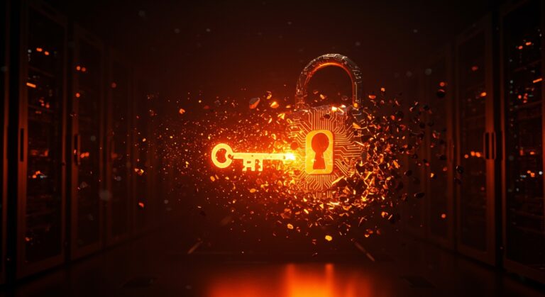 Representación visual de ciberseguridad en startups de IA, enfocada en la protección de API keys y prevención de brechas de datos.