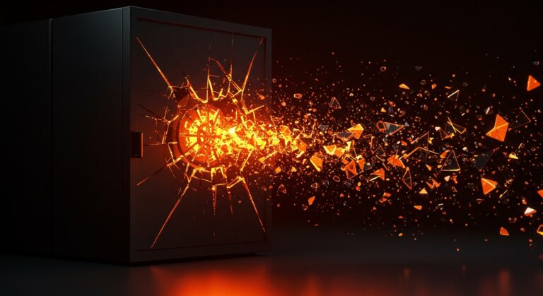 Representación visual de una brecha de seguridad de datos en un sistema LMS, simbolizando el ataque de ShinyHunters y la vulnerabilidad de SaaS EdTech.