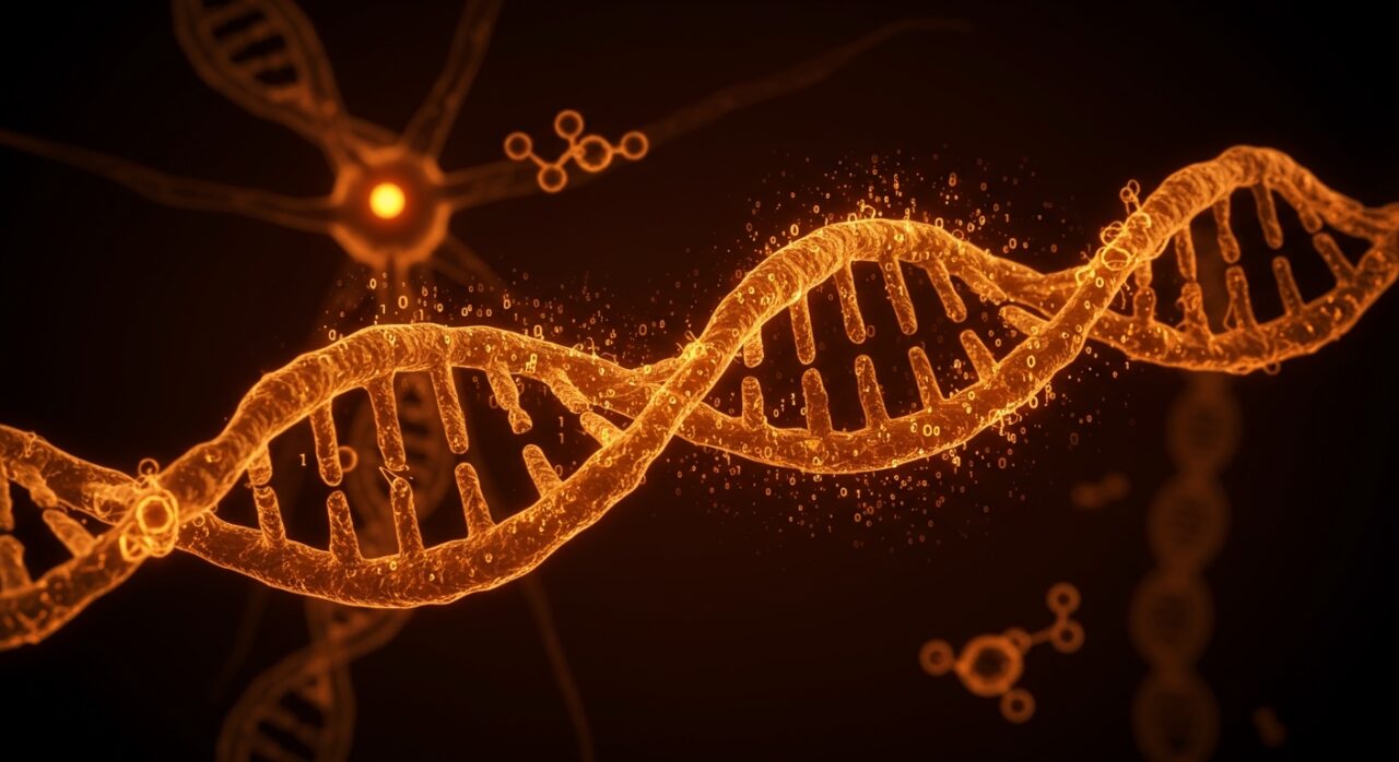Representación conceptual de BioAI y terapia celular para el Parkinson, simbolizando la alianza entre Cellular Intelligence y Novo Nordisk.