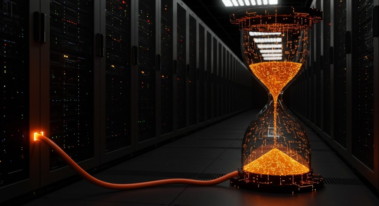 Representación conceptual de la crisis energética y la saturación de centros de datos en Europa para startups de infraestructura cloud.