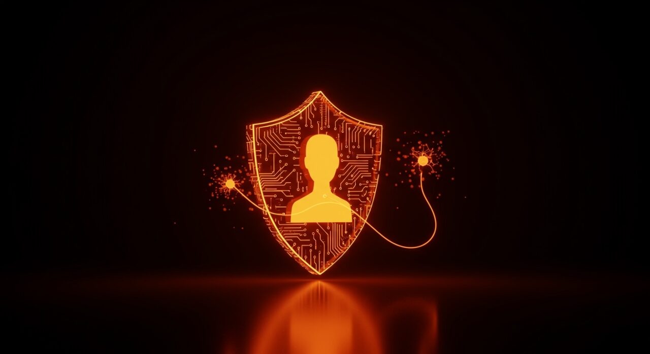 Representación conceptual de seguridad en IA y contacto de confianza de OpenAI para la protección de usuarios y salud mental.