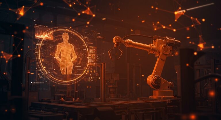 Representación visual de manufactura digital y nearshoring en Monterrey, destacando la industria 4.0 y gemelos digitales en México.