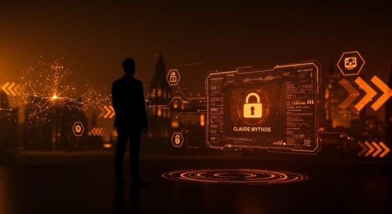 Restricción de acceso a Claude Mythos de Anthropic para Europa resaltando la ciberseguridad y dependencia tecnológica en startups.