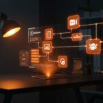 Representación visual de automatización con IA para pymes mediante flujos de trabajo agenticos de Claude y Anthropic.