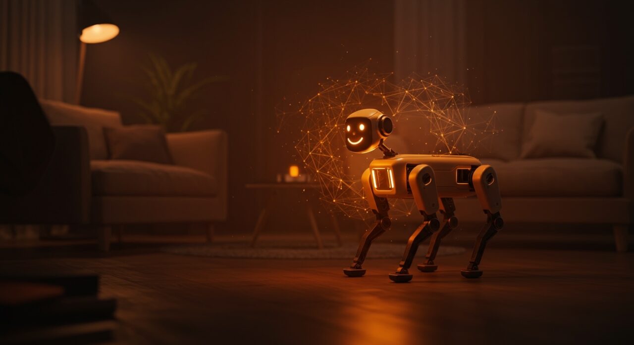 Robot mascota Familiar con IA creado por Colin Angle, representando el futuro de la robótica doméstica y el hardware inteligente.